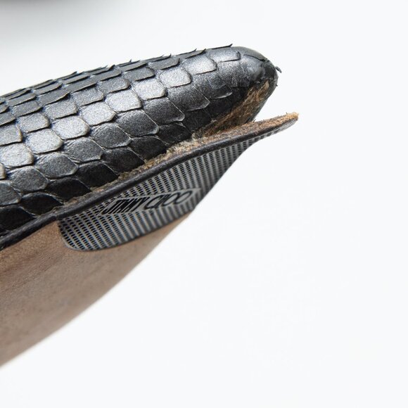 Jimmy Choo Snakeskin Mid-Calf Boots Pointed Toe Stiletto Heel Silver Size 40.5 - Picture 12 of 14